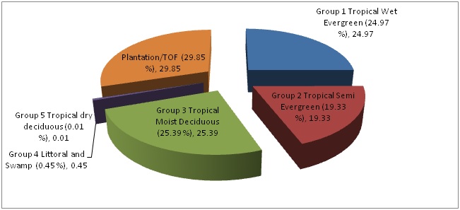 pie chart image of the five different types of forest